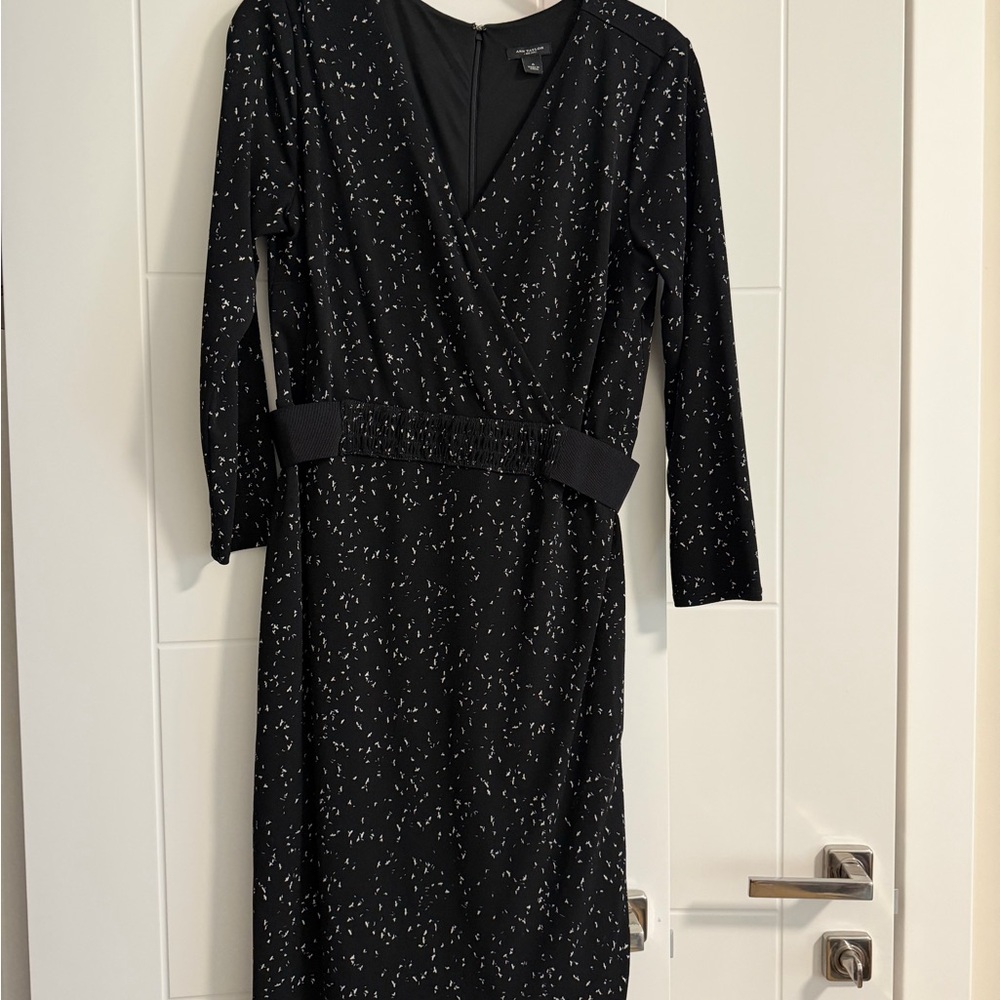 Ann Taylor Black Dress with White Pattern